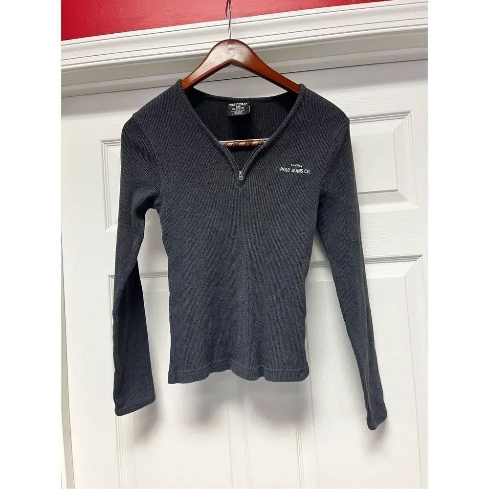 Polo Jeans Co. Y2K Blue Henley Sweater sz L